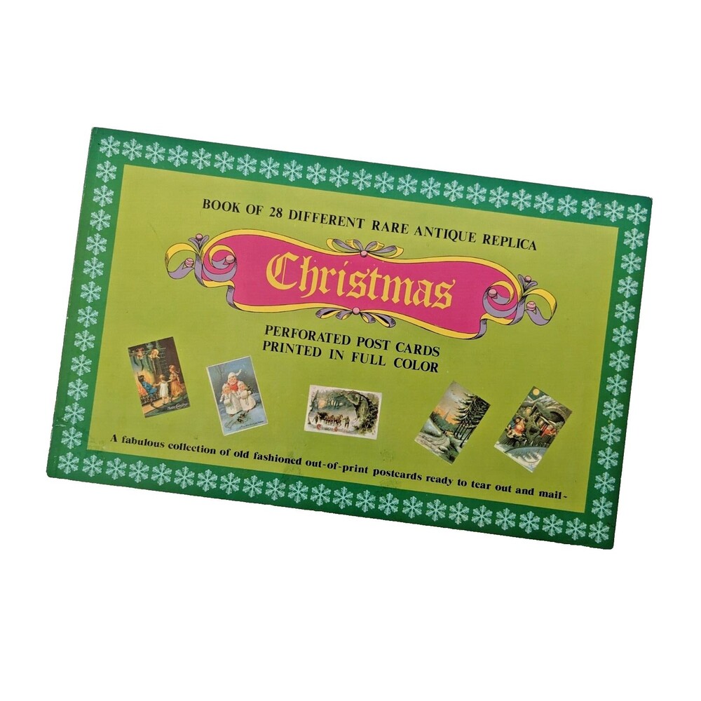 Vintage Book of 28 Antique Replica Christmas Postcards Merrimack Publishing‎